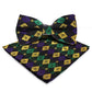 Vittorio Farina Mardi Gras Printed Bow Tie and Pocket Square - BH - MG_Mardi #2 - Classy Cufflinks