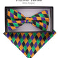 Vittorio Farina Mardi Gras Printed Bow Tie and Pocket Square - BH - MG_Mardi #6 - Classy Cufflinks