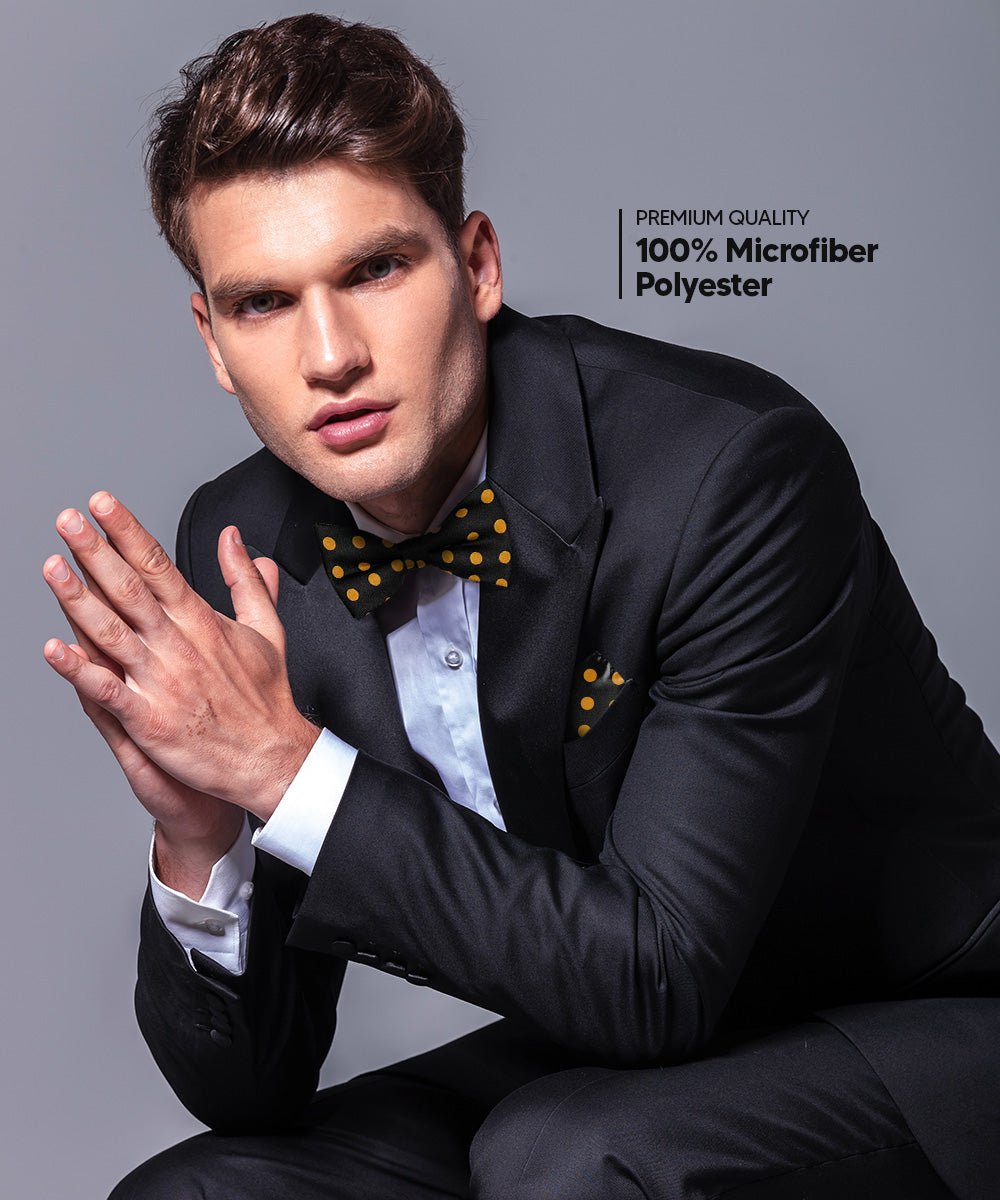 Vittorio Farina Polka Dot Bow Tie & Pocket Square Multipacks - BH - PD - 3_BLACK - Classy Cufflinks