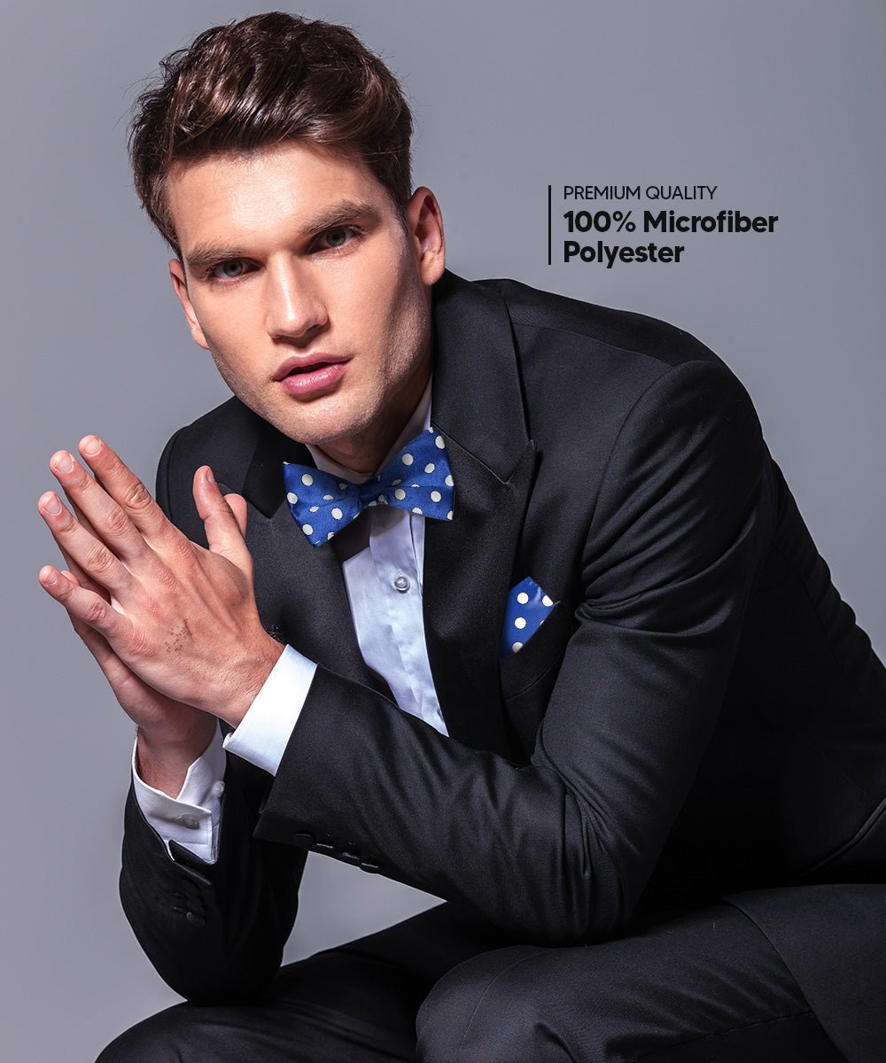 Vittorio Farina Polka Dot Bow Tie & Pocket Square Multipacks - BH - PD - 3_BLUE - Classy Cufflinks