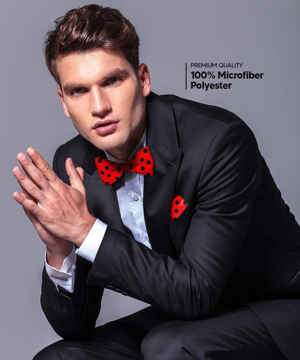 Vittorio Farina Polka Dot Bow Tie & Pocket Square Multipacks - BH - PD - 3_RED - Classy Cufflinks