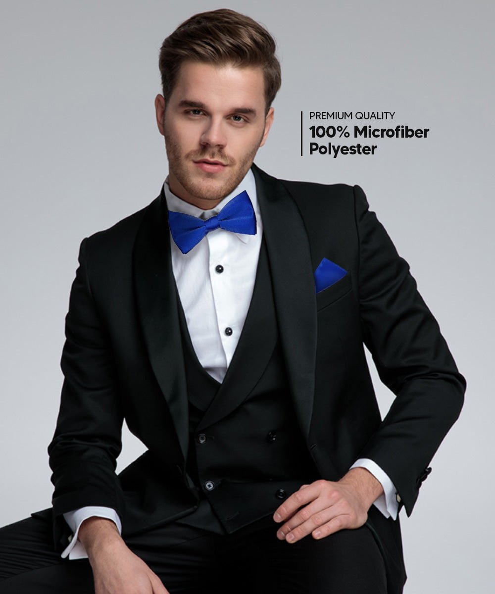 Vittorio Farina Classic Bow Tie & Pocket Square Multipacks - BH - SOLID - 3_BLUE - Classy Cufflinks