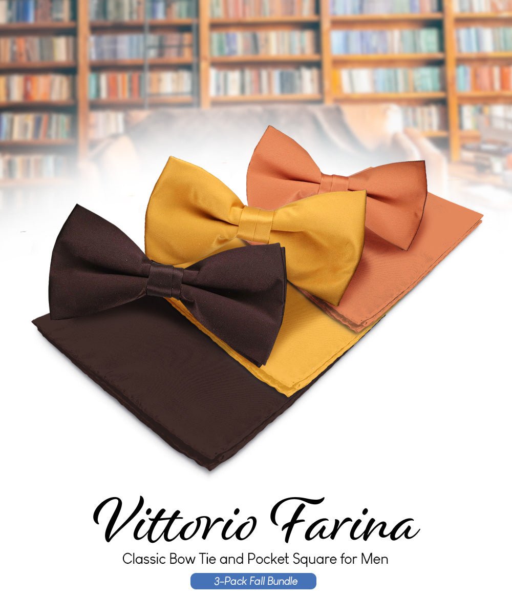 Vittorio Farina Classic Bow Tie & Pocket Square Multipacks - BH - SOLID - 3_FALL1 - Classy Cufflinks