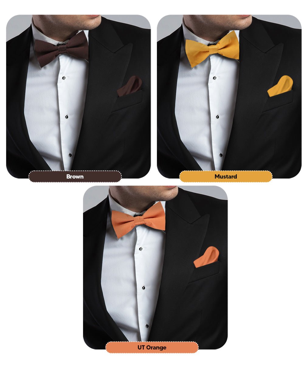 Vittorio Farina Classic Bow Tie & Pocket Square Multipacks - BH - SOLID - 3_FALL1 - Classy Cufflinks