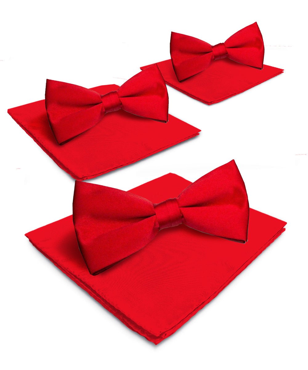 Vittorio Farina Classic Bow Tie & Pocket Square Multipacks - BH - SOLID - 3_RED - Classy Cufflinks