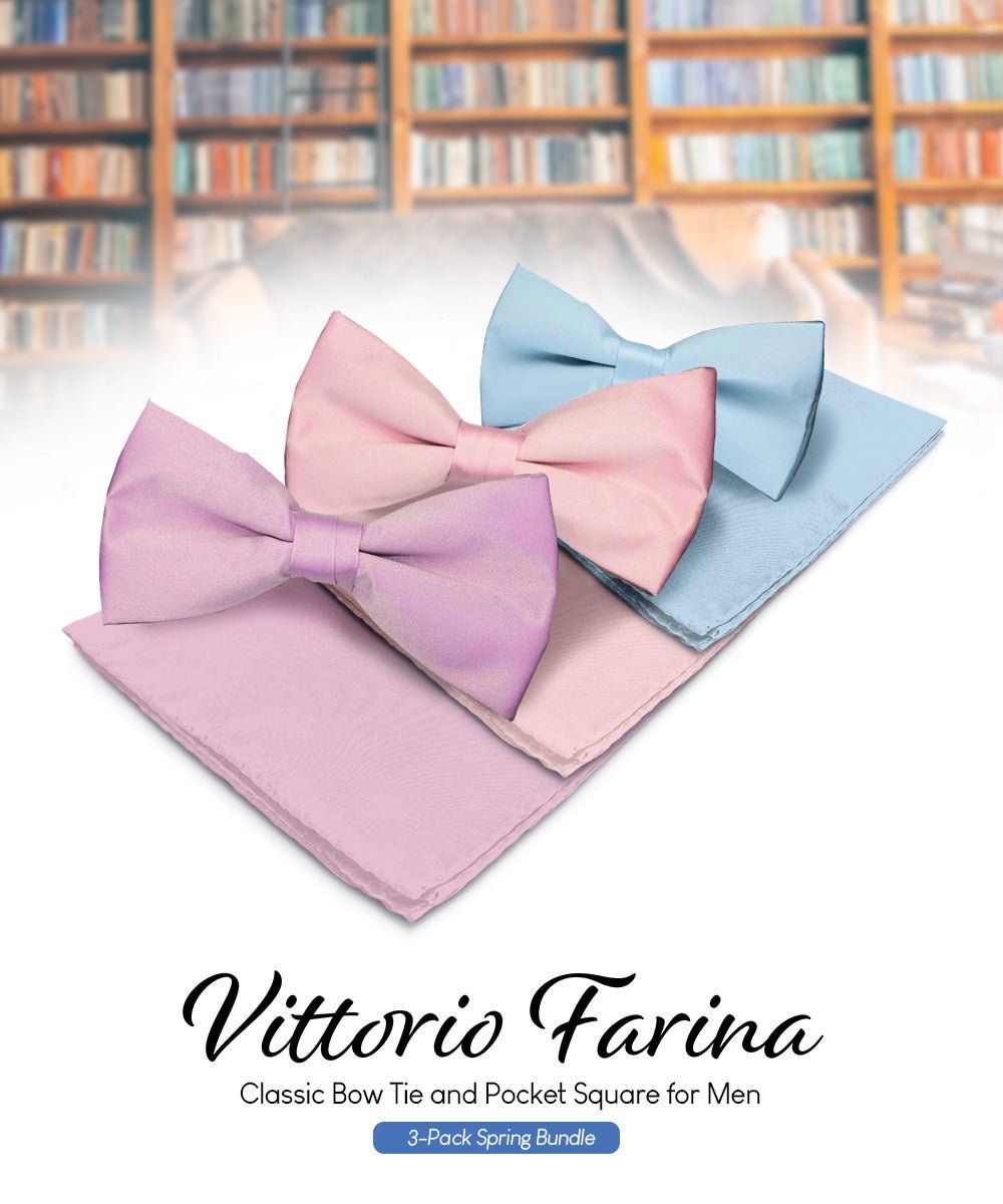 Vittorio Farina Classic Bow Tie & Pocket Square Multipacks - BH - SOLID - 3_SPRING1 - Classy Cufflinks