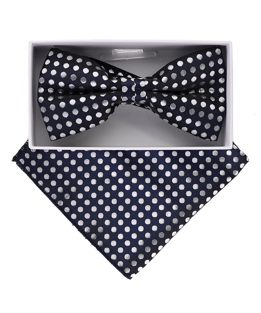 Vittorio Farina Metallic Designer Bow Tie & Pocket Square - bhm - 004 - Classy Cufflinks