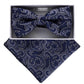 Vittorio Farina Metallic Designer Bow Tie & Pocket Square - bhm - 051 - Classy Cufflinks