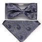 Vittorio Farina Metallic Designer Bow Tie & Pocket Square - bhm - 057 - Classy Cufflinks