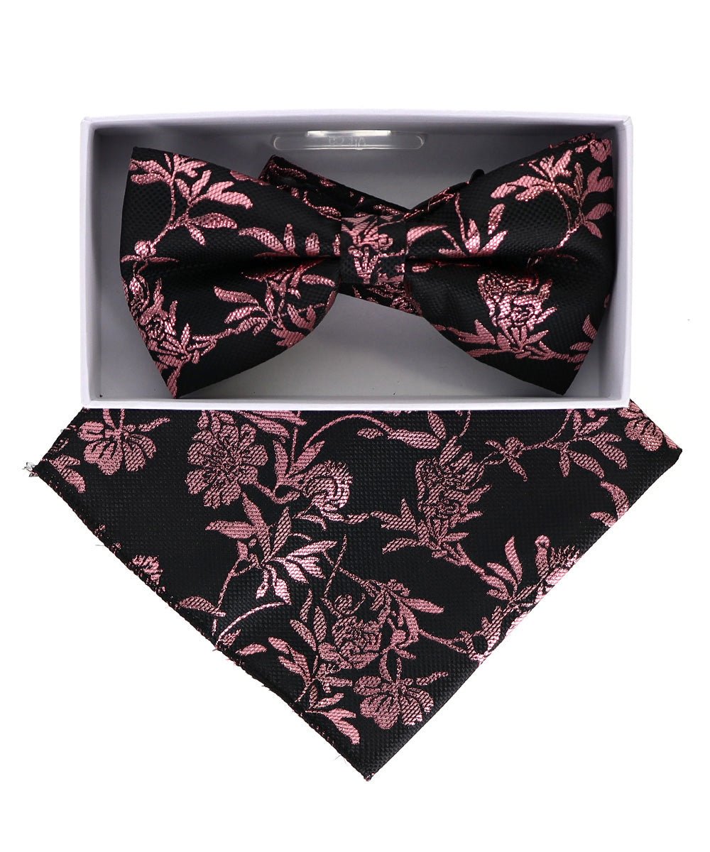 Vittorio Farina Metallic Designer Bow Tie & Pocket Square - bhm - 060 - Classy Cufflinks