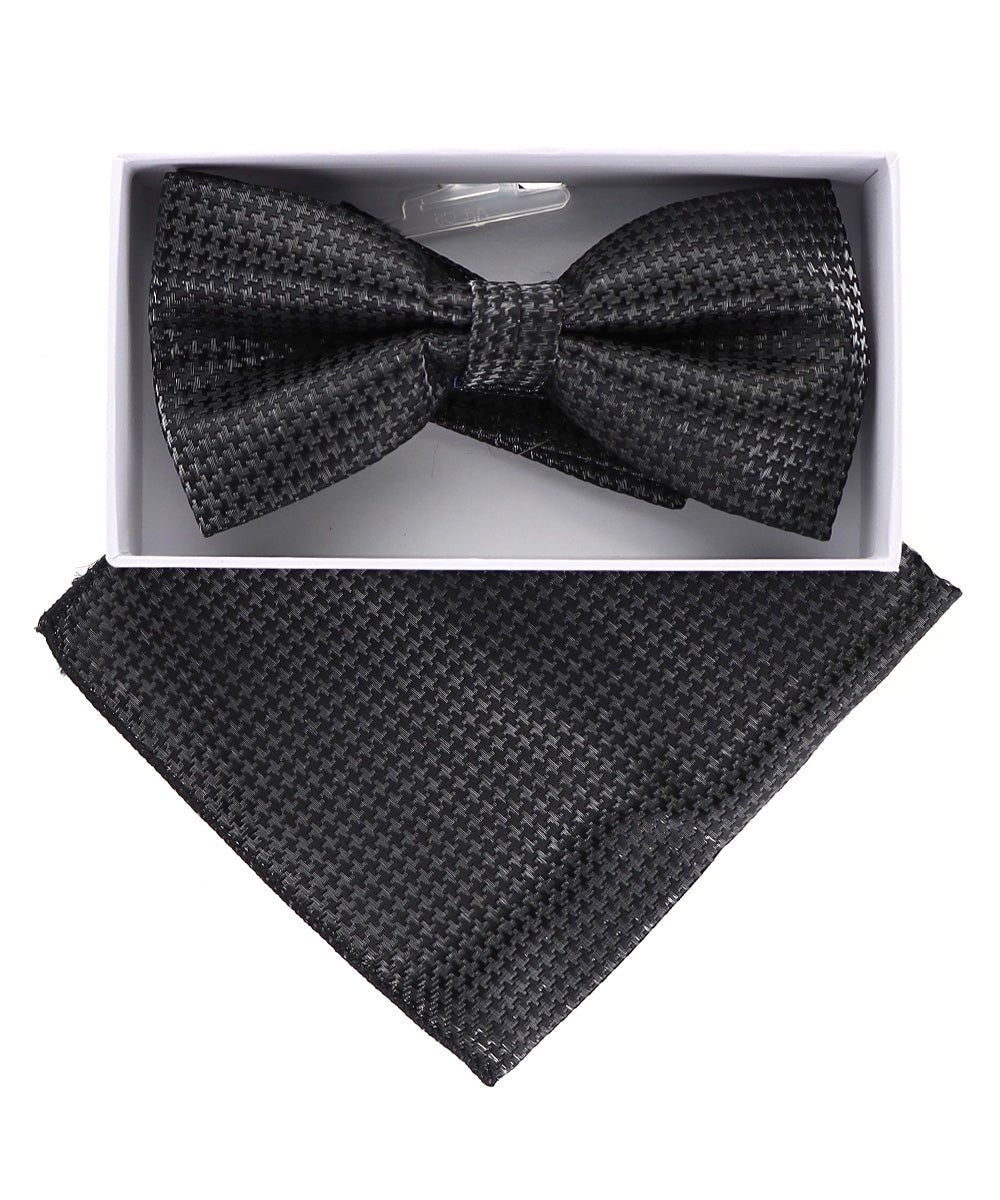 Vittorio Farina Metallic Designer Bow Tie & Pocket Square - bhm - 064 - Classy Cufflinks