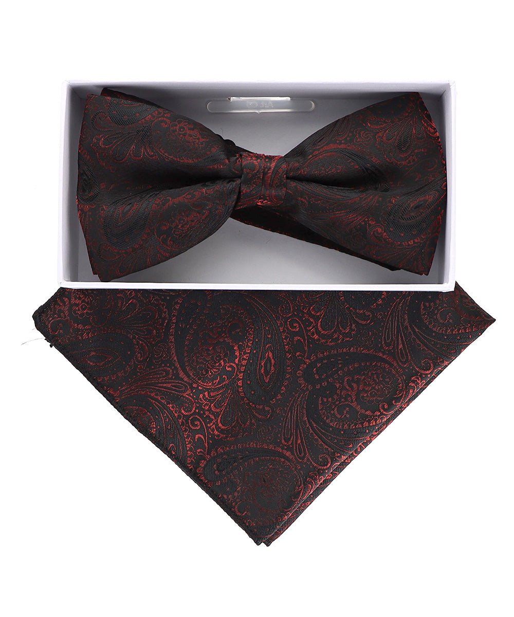 Vittorio Farina Metallic Designer Bow Tie & Pocket Square - bhm - 067 - Classy Cufflinks