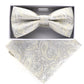 Vittorio Farina Metallic Designer Bow Tie & Pocket Square - bhm - 068 - Classy Cufflinks