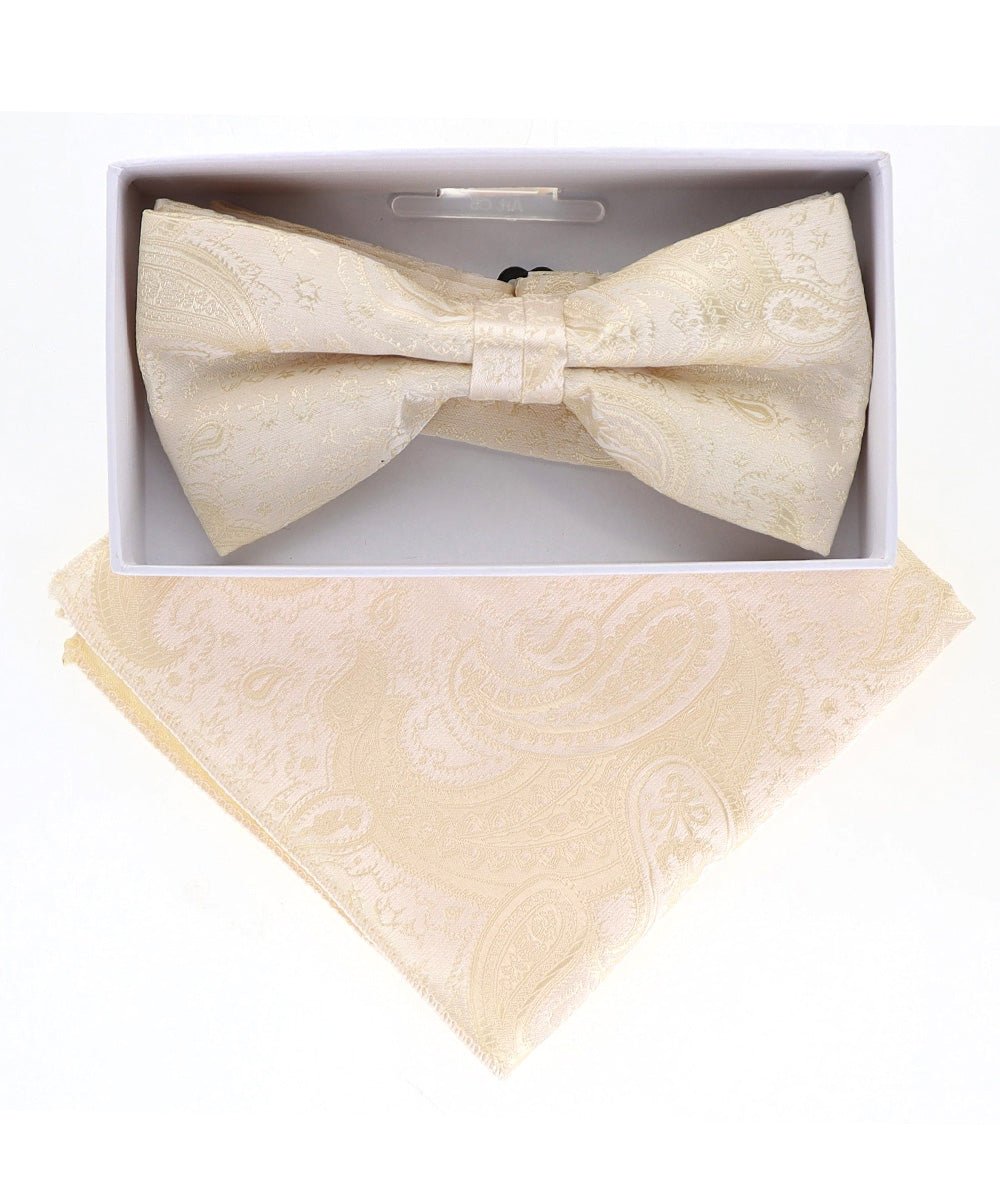 Vittorio Farina Metallic Designer Bow Tie & Pocket Square - bhm - 071 - Classy Cufflinks