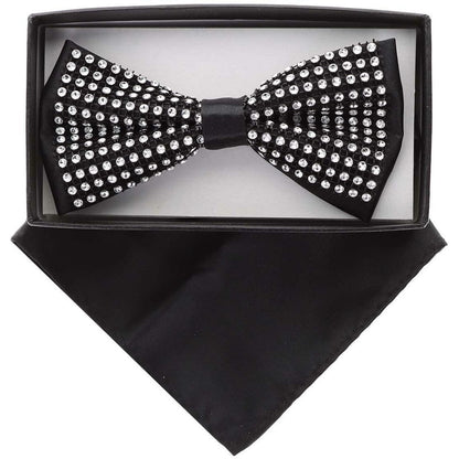 VITTORIO FARINA Rhinestone Bowtie & Pocket Square by Classy Cufflinks