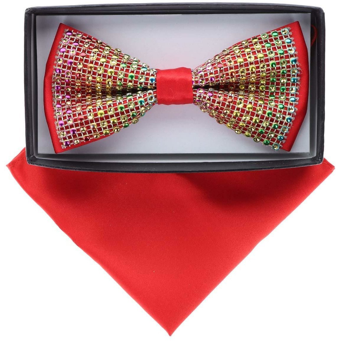 VITTORIO FARINA Rhinestone Bowtie & Pocket Square by Classy Cufflinks