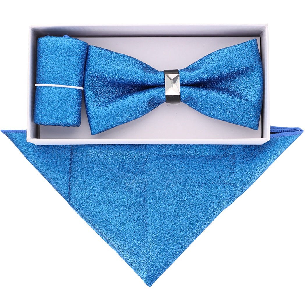 VITTORIO FARINA Rhinestone Bowtie & Pocket Square by Classy Cufflinks - bhr-026 - Classy Cufflinks