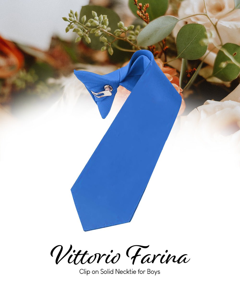 Vittorio Farina Boy's Satin Clip Necktie - boys clip royal 16in - Classy Cufflinks