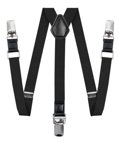 Vittorio Farina Vibrant Colorful Boy's Silver Clip End Suspender - boys - suspender - black - Classy Cufflinks