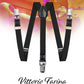 Vittorio Farina Vibrant Colorful Boy's Silver Clip End Suspender - boys - suspender - black - Classy Cufflinks