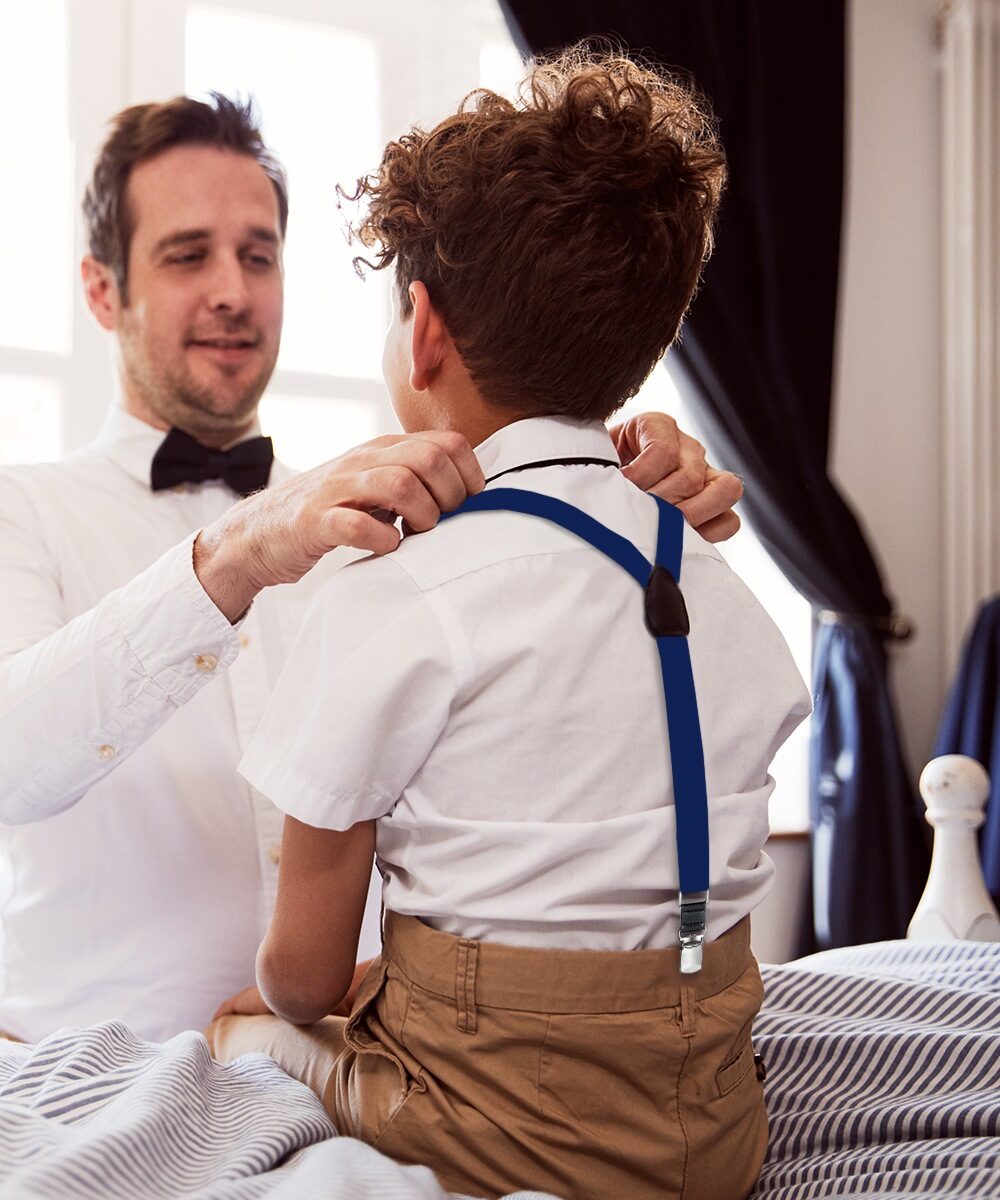 Vittorio Farina Vibrant Colorful Boy's Silver Clip End Suspender - boys - suspender - navy - Classy Cufflinks