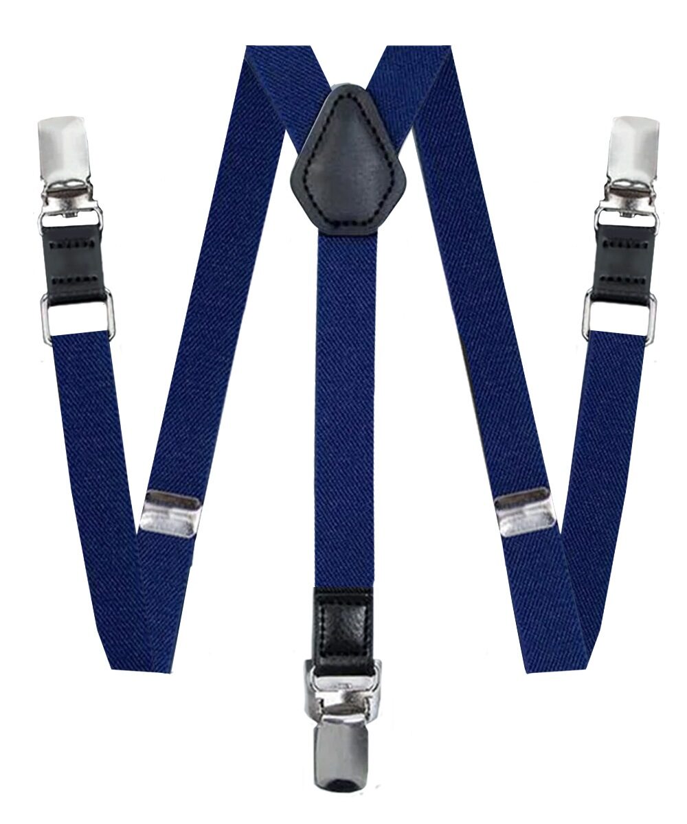 Vittorio Farina Vibrant Colorful Boy's Silver Clip End Suspender - boys - suspender - navy - Classy Cufflinks