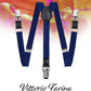 Vittorio Farina Vibrant Colorful Boy's Silver Clip End Suspender - boys - suspender - navy - Classy Cufflinks