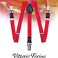 Vittorio Farina Vibrant Colorful Boy's Silver Clip End Suspender - boys - suspender - red - Classy Cufflinks