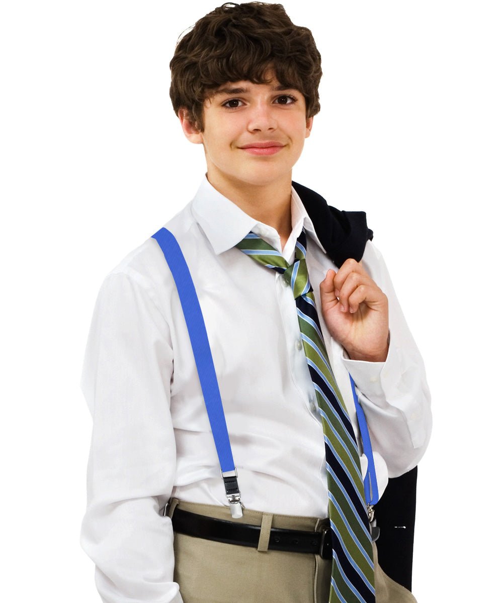 Vittorio Farina Boy's Clip End Suspender with Silver Hardware in Gift Box: 70% Polyester & 30% - boys - suspender - royal - Classy Cufflinks