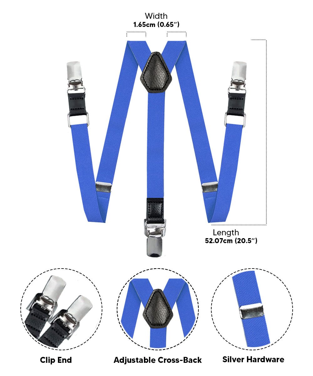 Vittorio Farina Boy's Clip End Suspender with Silver Hardware in Gift Box: 70% Polyester & 30% - boys - suspender - royal - Classy Cufflinks