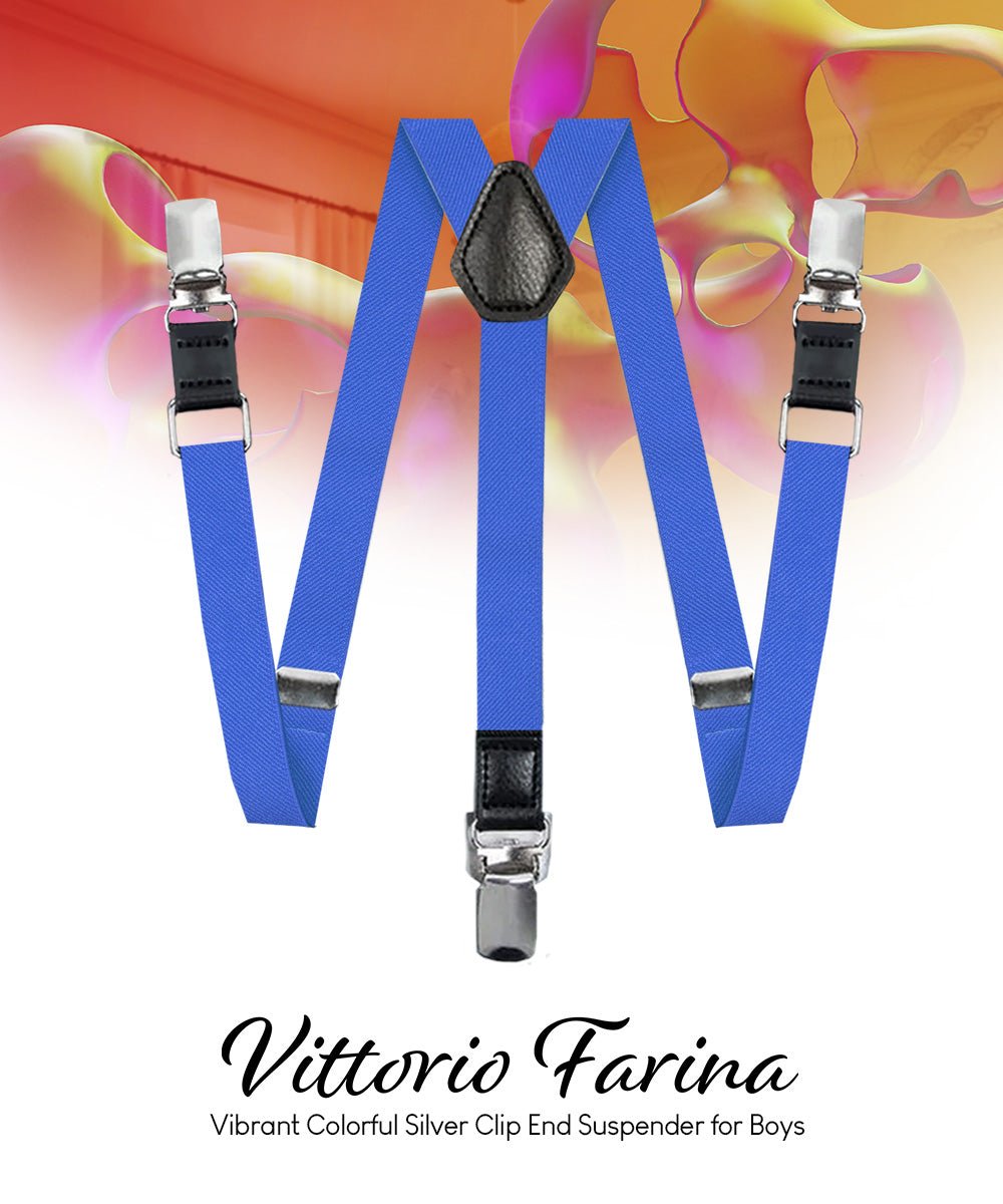 Vittorio Farina Boy's Clip End Suspender with Silver Hardware in Gift Box: 70% Polyester & 30% - boys - suspender - royal - Classy Cufflinks