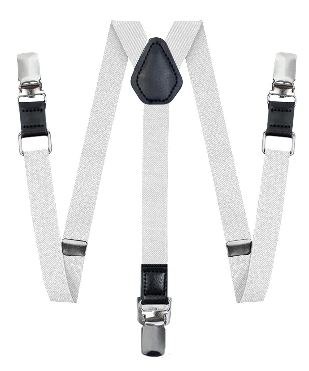 Vittorio Farina Vibrant Colorful Boy's Silver Clip End Suspender - boys - suspender - white - Classy Cufflinks