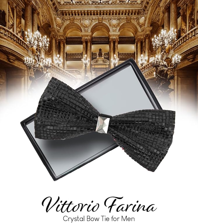 Vittorio Farina Crystal Bow Tie - brs - 03 - Classy Cufflinks