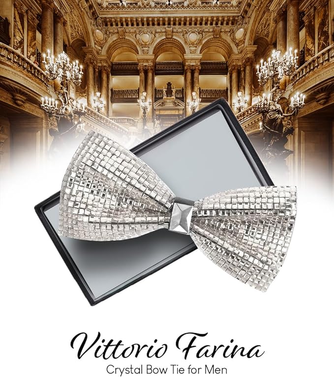 Vittorio Farina Crystal Bow Tie - brs - 04 - Classy Cufflinks