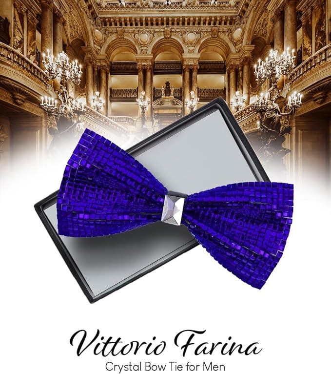 Vittorio Farina Crystal Bow Tie - brs - 07 - Classy Cufflinks