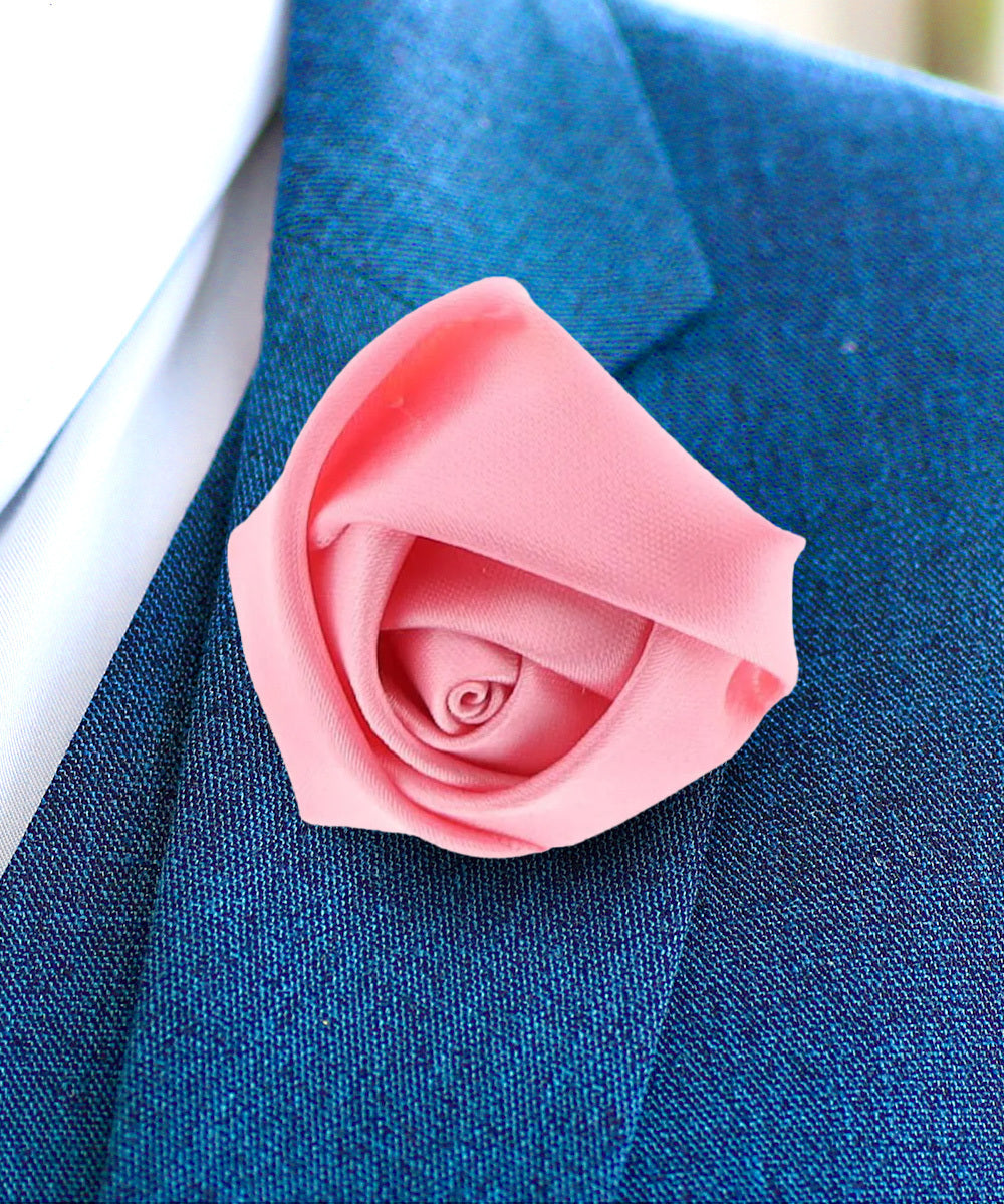 Vittorio Vico Unisex Satin Rose Bud Flower Lapel Pin