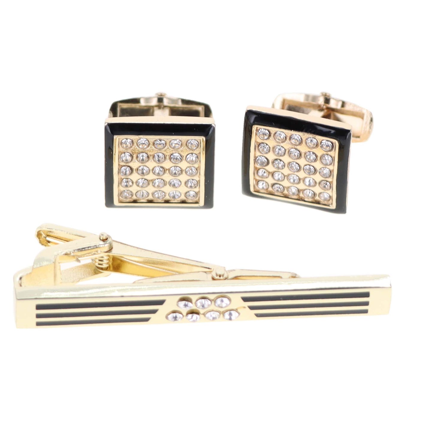 Vittorio Vico Men's Enamel Cufflink & Tie Bar Set in Gift Box