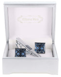 Vittorio Vico Men's Enamel Cufflink & Tie Bar Set in Gift Box