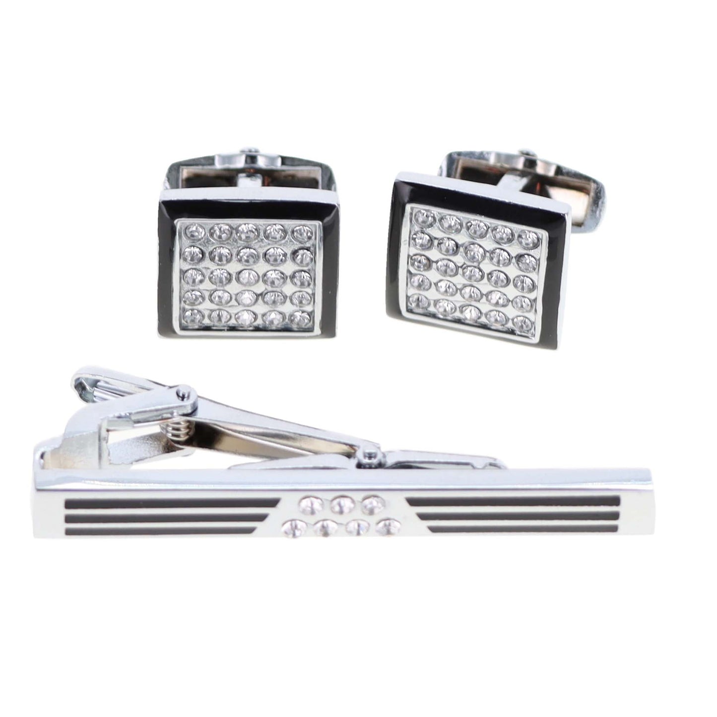 Vittorio Vico Men's Enamel Cufflink & Tie Bar Set in Gift Box