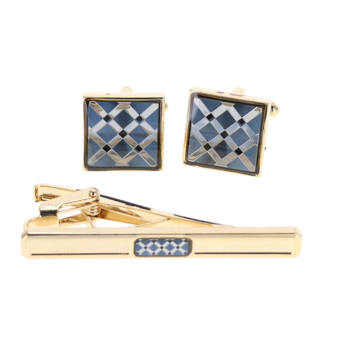 Vittorio Vico Men's Enamel Cufflink & Tie Bar Set in Gift Box