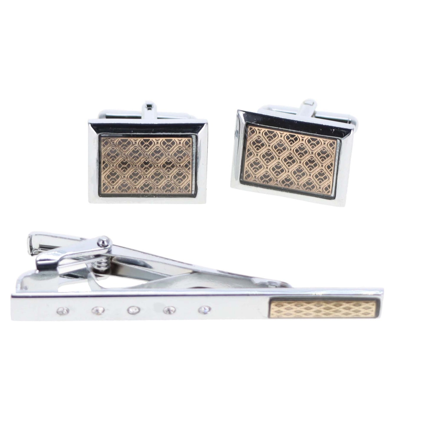 Vittorio Vico Men's Enamel Cufflink & Tie Bar Set in Gift Box