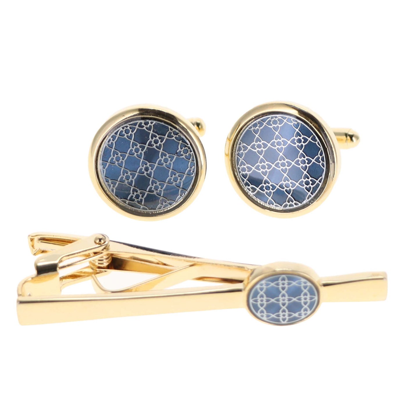 Vittorio Vico Men's Enamel Cufflink & Tie Bar Set in Gift Box