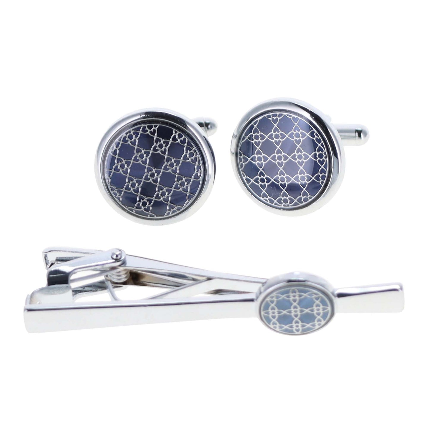 Vittorio Vico Men's Enamel Cufflink & Tie Bar Set in Gift Box