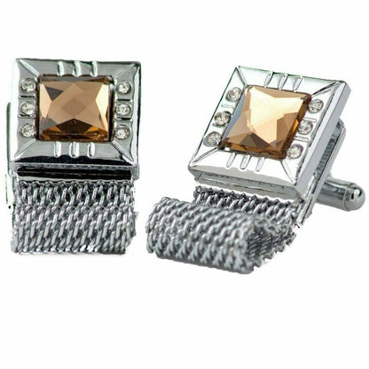 Vittorio Vico Colorful Crystal Chain Cufflinks in Gift Box