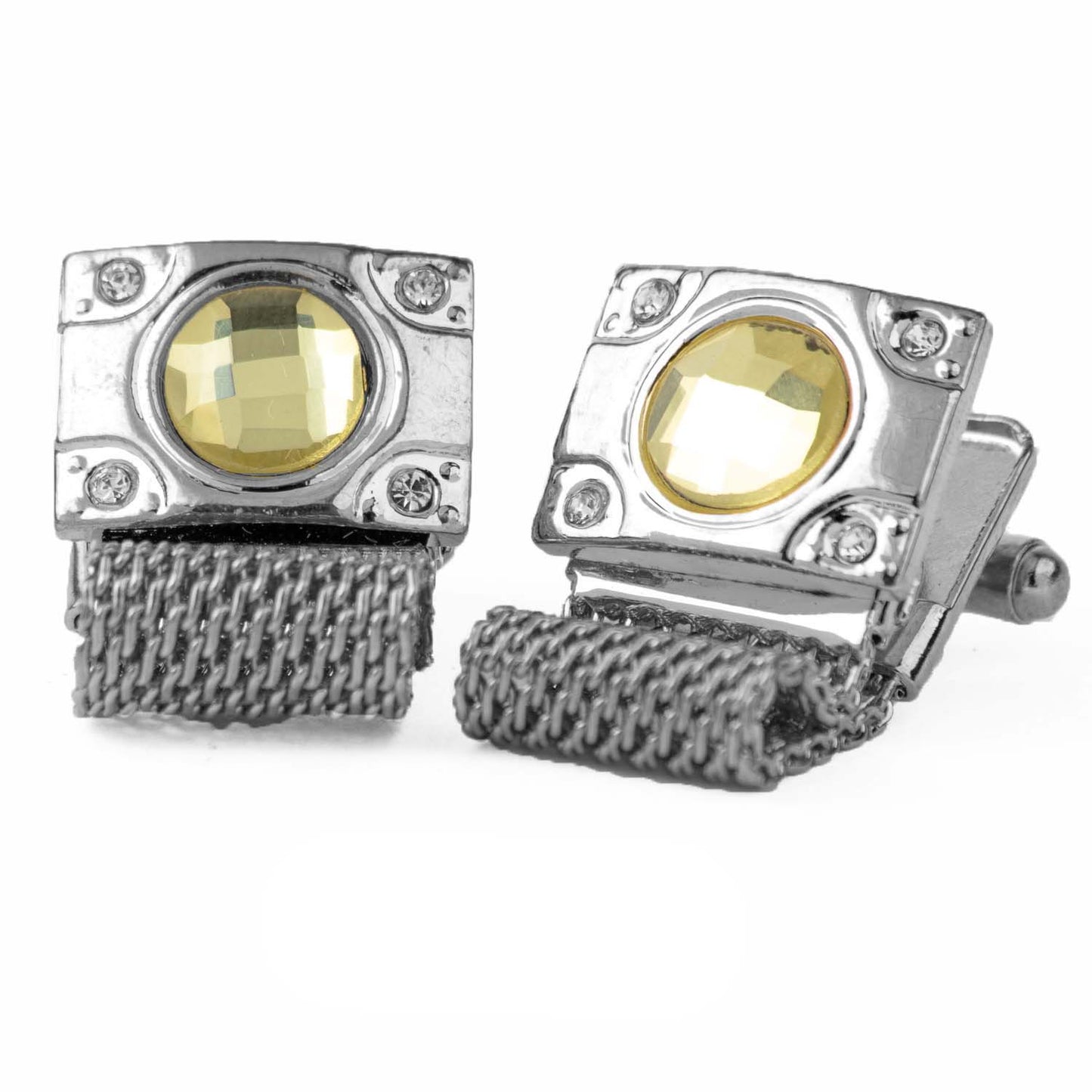 Vittorio Vico Colorful Crystal Chain Cufflinks in Gift Box