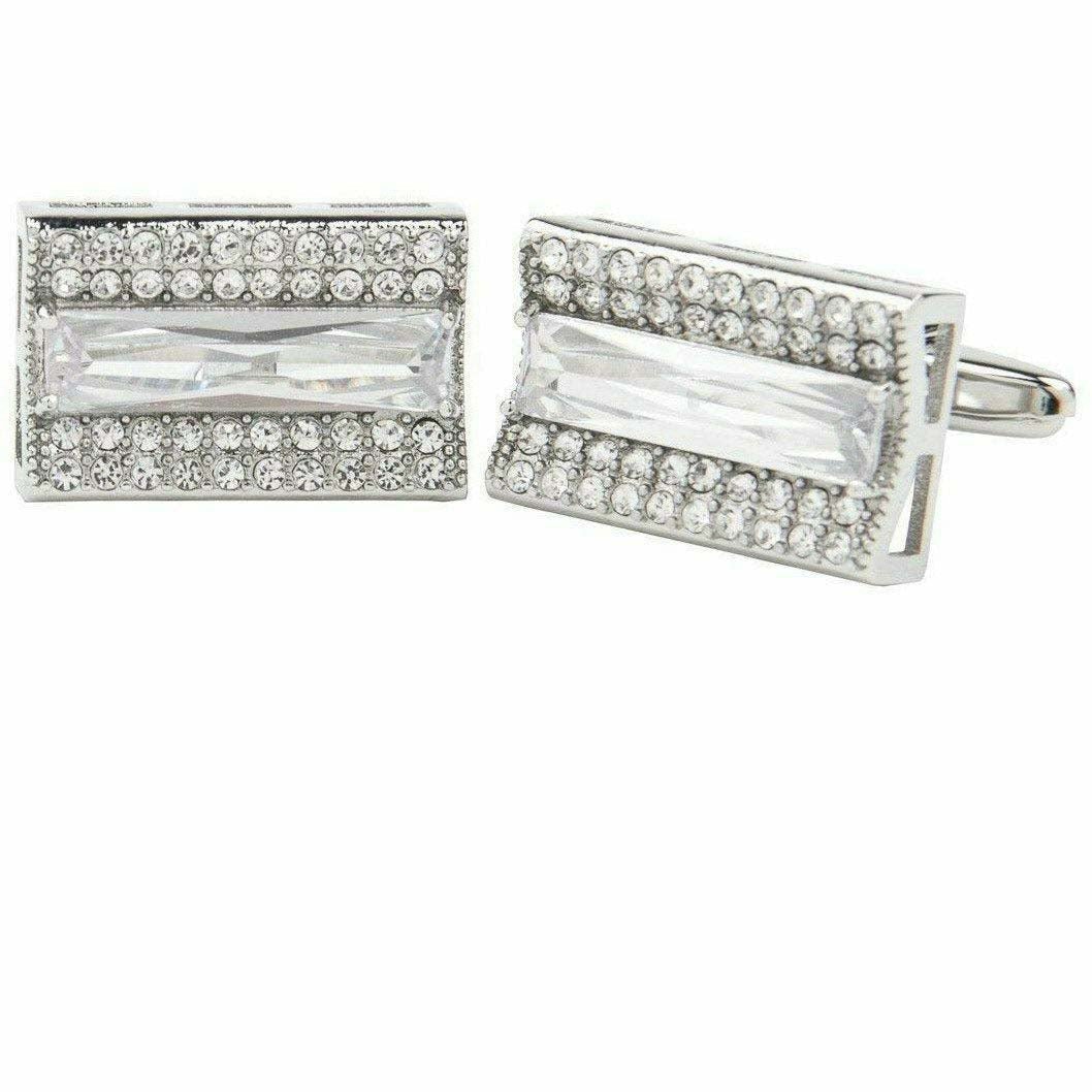 Vittorio Vico Silver Iced Wedding Cufflinks in Gift Box: CL105x Series