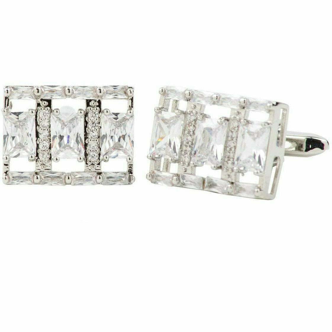 Vittorio Vico Silver Iced Wedding Cufflinks in Gift Box: CL105x Series