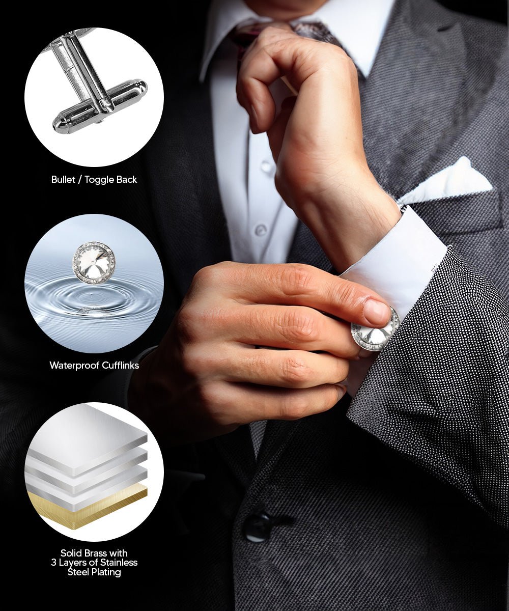 Vittorio Vico Large Bling Colorstone Cufflinks: CL15XX Series - cl - 1503 - Classy Cufflinks