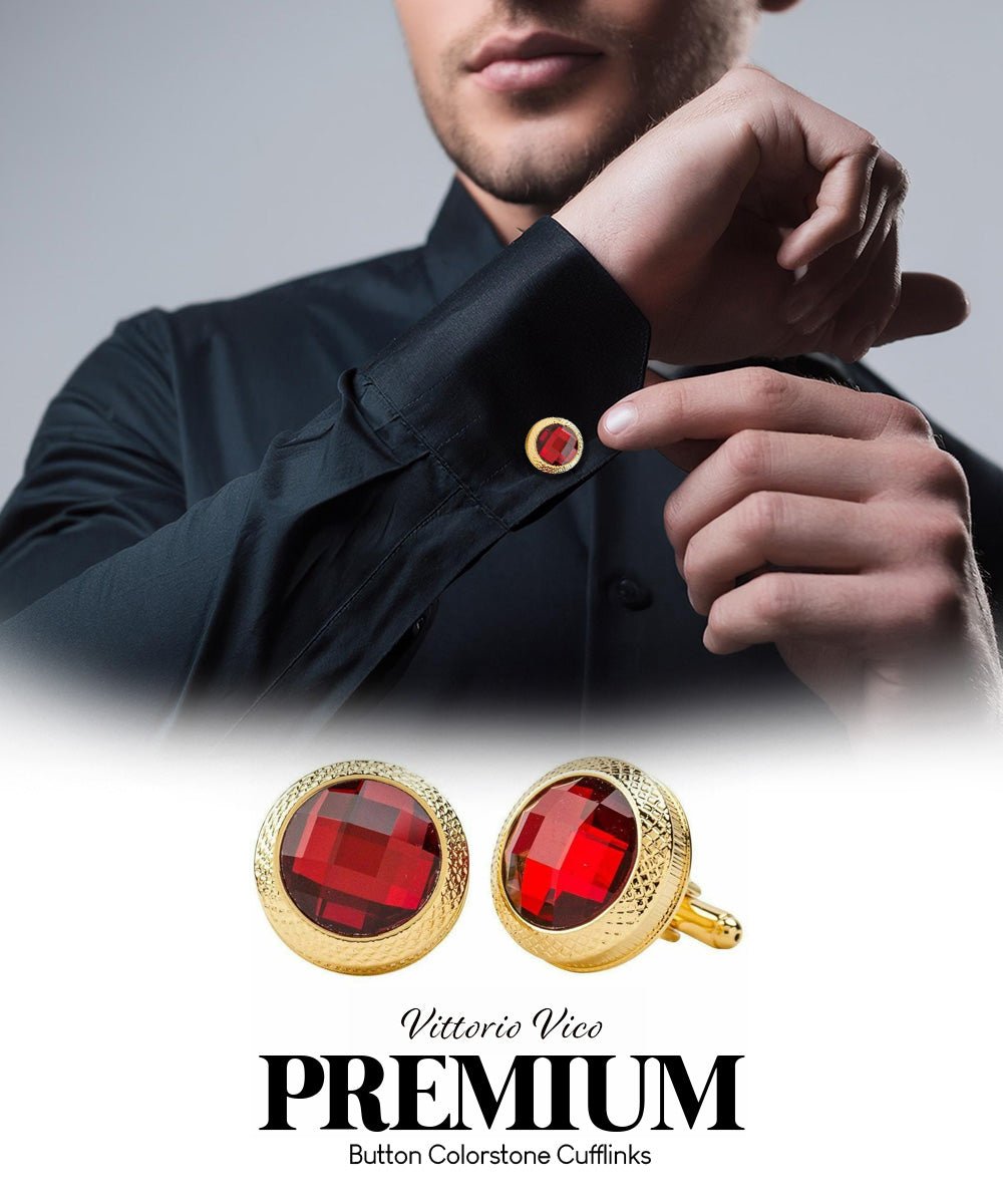 Vittorio Vico Button Colorstone Cufflinks: CL18XX Series - cl - 1804 - Classy Cufflinks