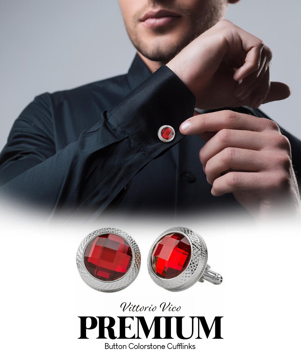 Vittorio Vico Button Colorstone Cufflinks: CL18XX Series - cl - 1805 - Classy Cufflinks